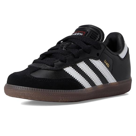 NWT adidas Unisex Samba Indoor Sneaker, Black/White/Gum-SZ 1 Little Kid - Picture 3 of 6